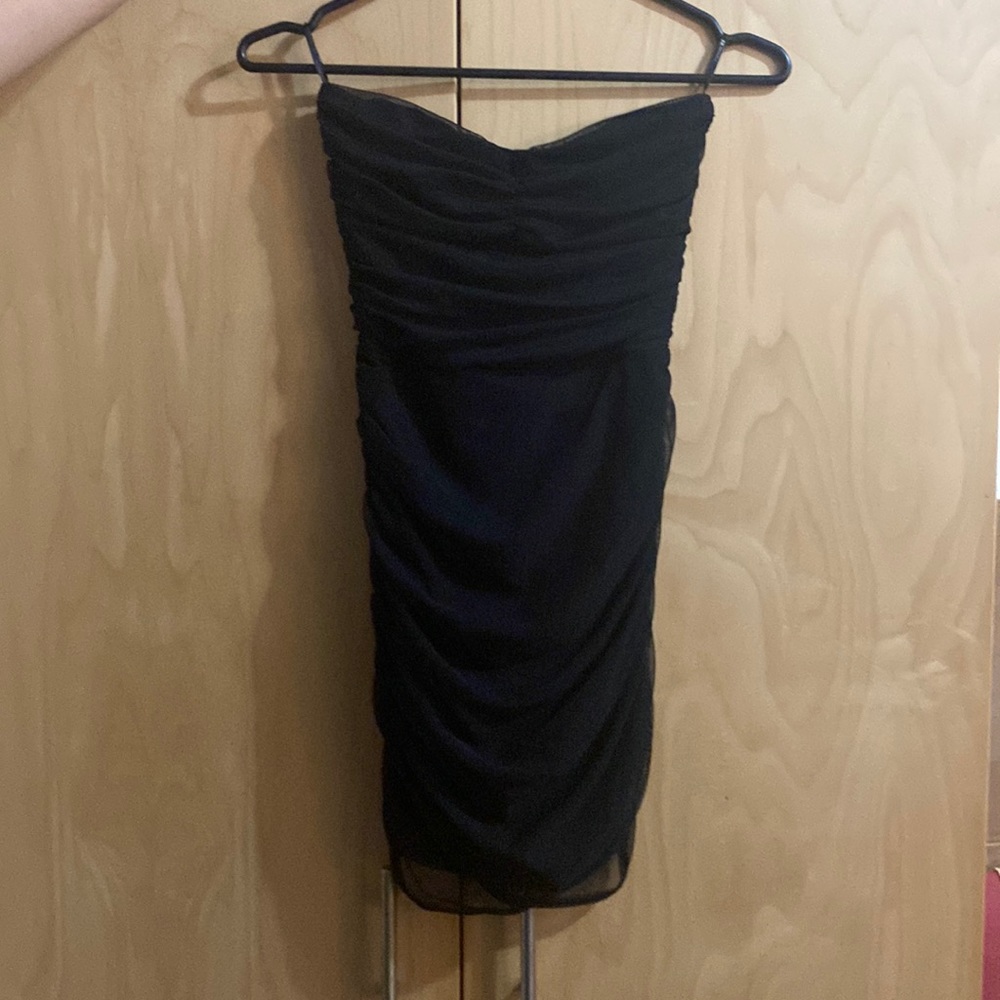 Black strapless dress
